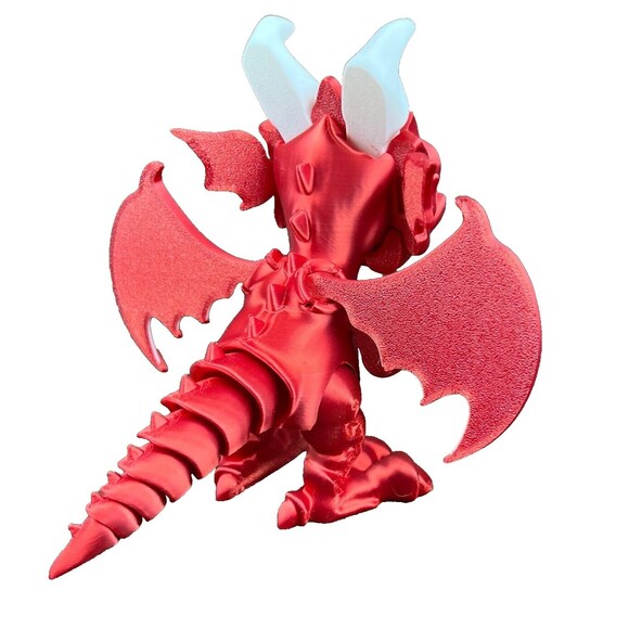 3D Printed Red Dragon Articulated (Head, Wings, Jaw, Arms, Legs, and Tail Moves) - Picture 6 of 12